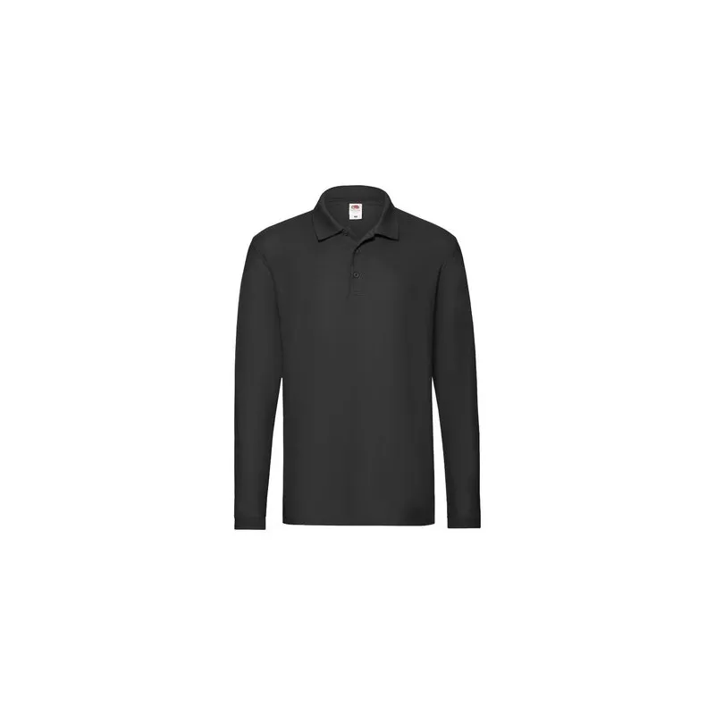 Polo Long Sleeve Premium Adulte Personnalisé - Fruit Of The Loom Matières : PET Couleurs : noir goodies publicitaire événementie