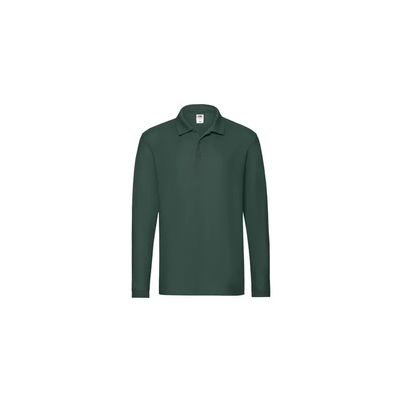 Polo Long Sleeve Premium Adulte Personnalisé - Fruit Of The Loom Matières : PET Couleurs : noir marquage laser ultra précis