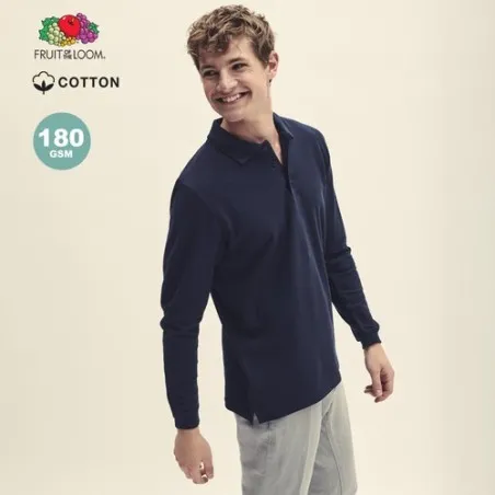 Polo Long Sleeve Premium Adulte Personnalisé - Fruit Of The Loom Matières : PET Couleurs : noir cadeau client original