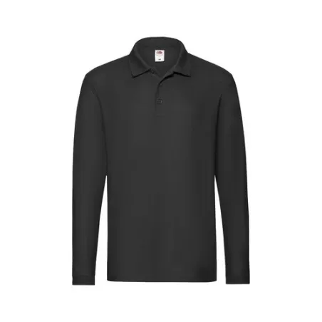 Polo Long Sleeve Premium Adulte Personnalisé - Fruit Of The Loom Matières : PET Couleurs : noir objet publicitaire robuste