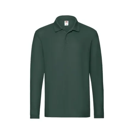 Polo Long Sleeve Premium Adulte Personnalisé - Fruit Of The Loom Matières : PET Couleurs : noir marquage laser ultra précis