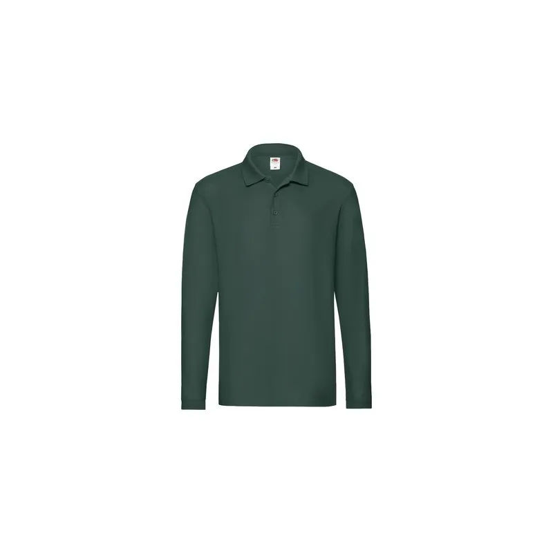 Polo Long Sleeve Premium Adulte Personnalisé - Fruit Of The Loom Matières : PET Couleurs : bleu objet promo petit budget