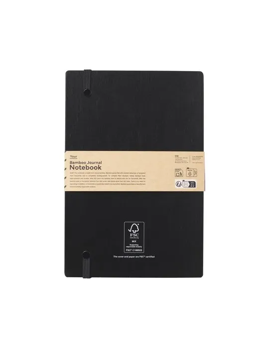 Bamboo Journal Naked Spine Notebook Black A5 cadeau collaborateur premium