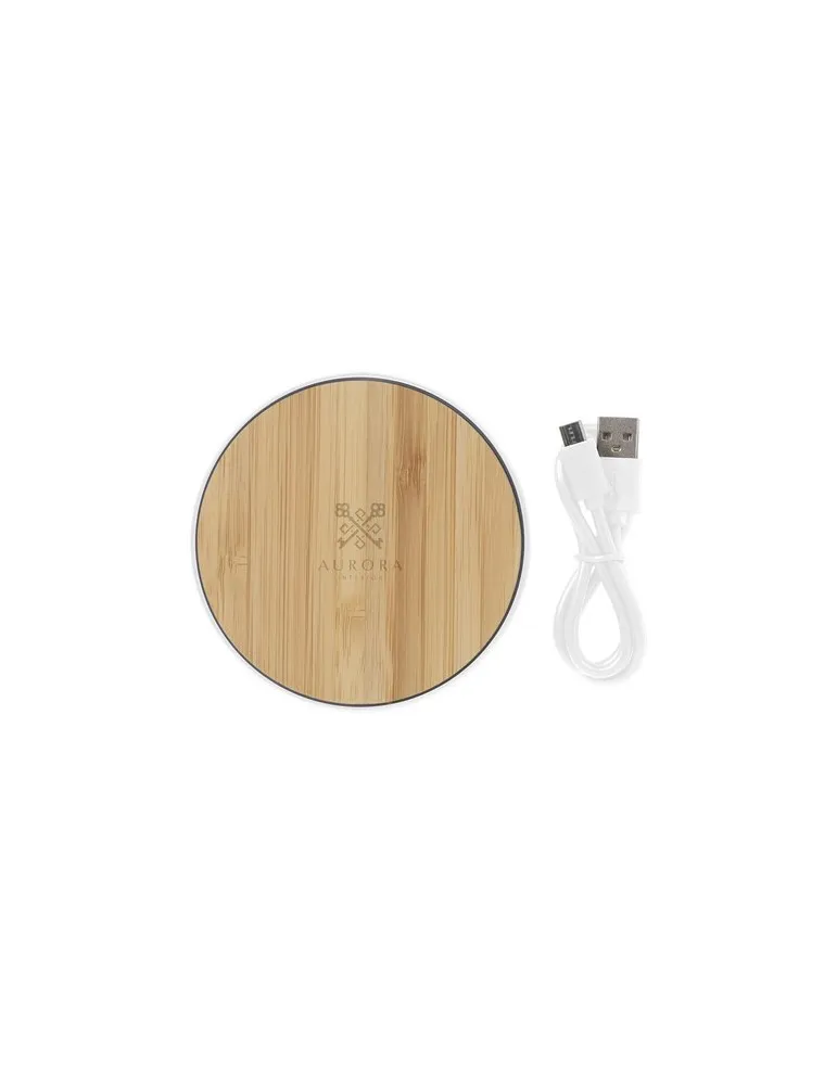 Bamboo 10W Wireless Charger chargeur rapide cadeau collaborateur premium