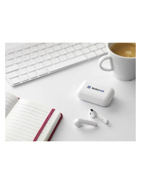 Sensi TWS Écouteurs sans fil dans un étui de charge objet promotionnel éco-responsable