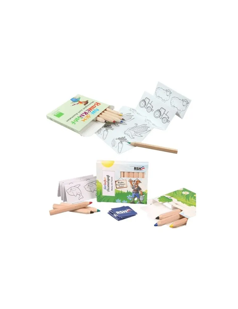 Set 6 crayons avec jeu de mémo à colorier