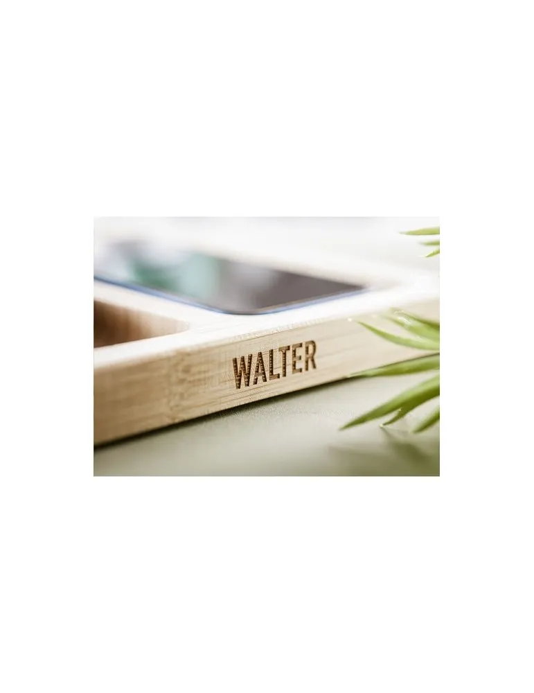 Walter Bamboo Single Dock 15W organisateur et chargeur personnalisable avec votre logo