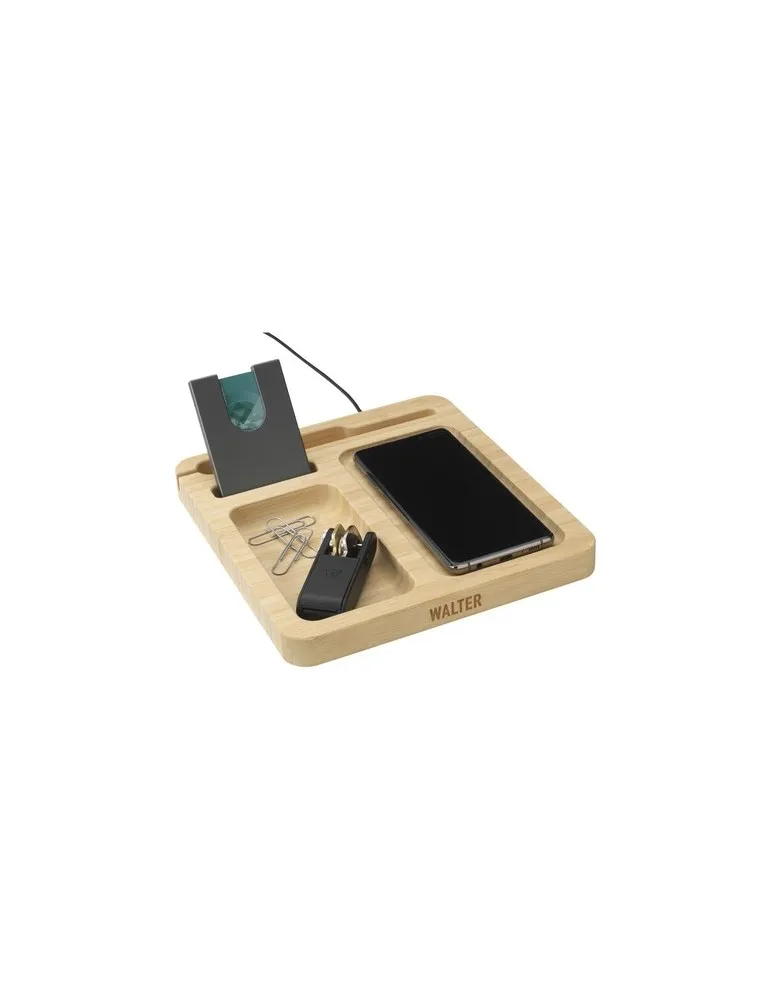Walter Bamboo Single Dock 15W organisateur et chargeur cadeau entreprise pas cher