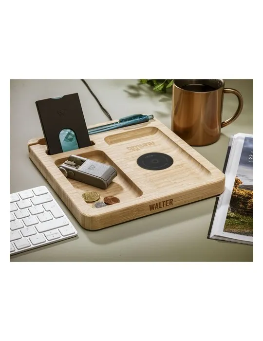 Walter Bamboo Single Dock 15W organisateur et chargeur impression haute définition