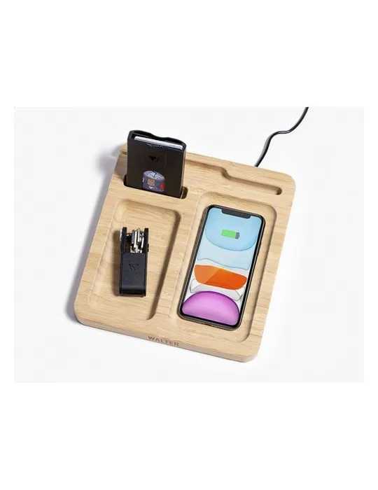 Walter Bamboo Single Dock 15W organisateur et chargeur marquage laser ultra précis