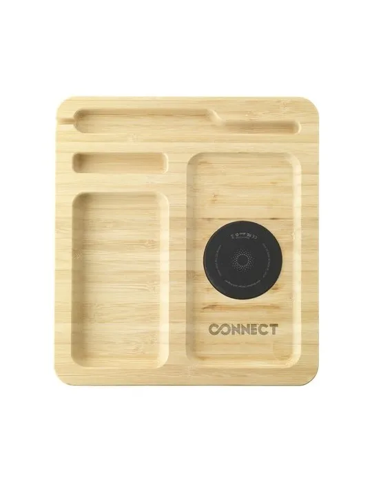 Walter Bamboo Single Dock 15W organisateur et chargeur objet promotionnel éco-responsable