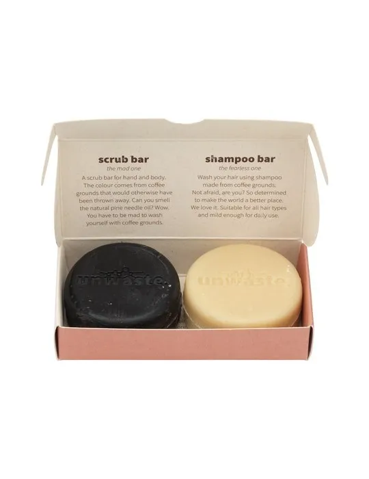 Unwaste Duopack Scrub & Shampoo bar Koffieolie