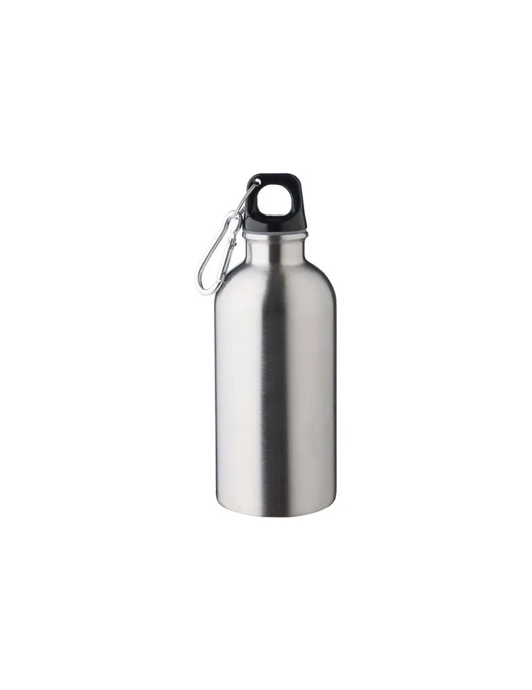 Gourde simple paroi de 400 ml en acier inoxydable recyclé Sable personnalisable avec votre logo