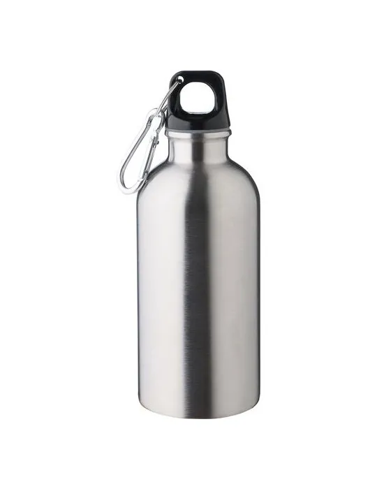 Gourde simple paroi de 400 ml en acier inoxydable recyclé Sable personnalisable avec votre logo