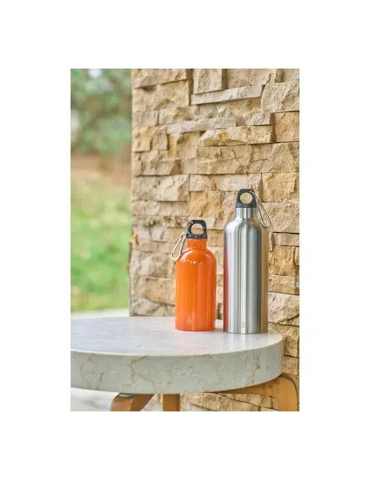 Gourde simple paroi de 400 ml en acier inoxydable recyclé Sable personnalisation rapide en France