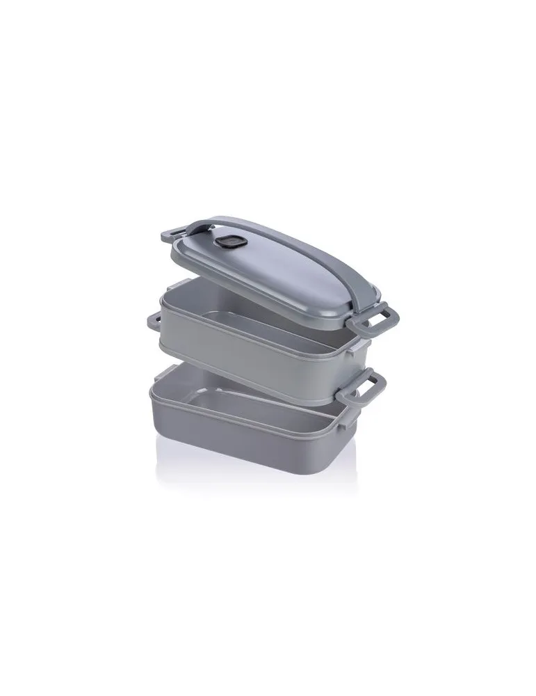 Lunch box en PP d’une capacité totale de 1 600 ml Selwyn marquage laser ultra précis