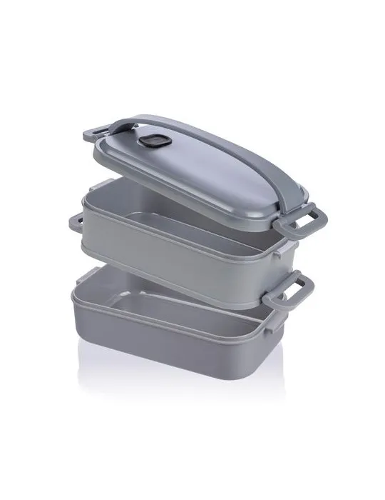 Lunch box en PP d’une capacité totale de 1 600 ml Selwyn marquage laser ultra précis