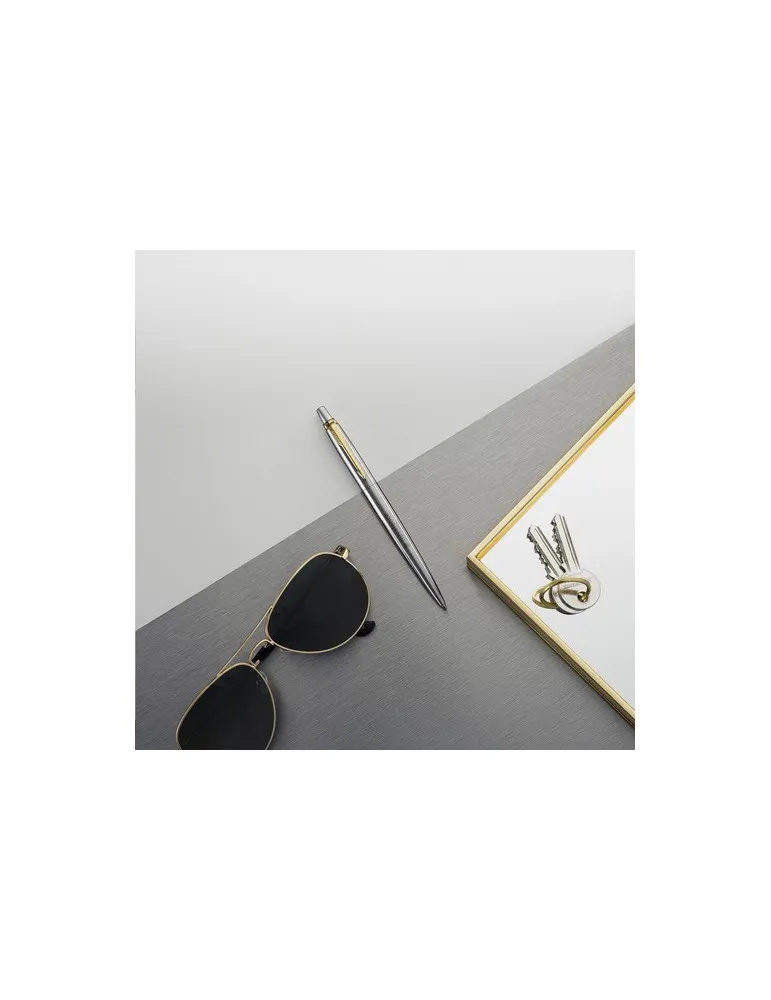 Parker Jotter Stylo recyclé en acier inox - bleu marquage laser ultra précis