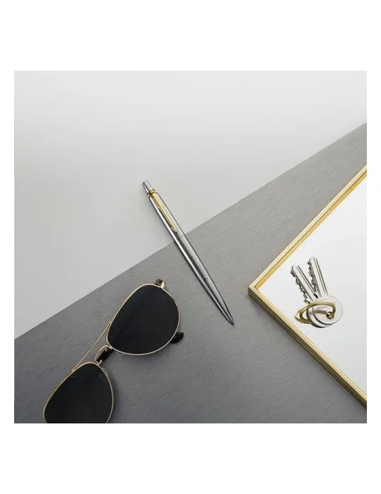 Parker Jotter Stylo recyclé en acier inox - bleu marquage laser ultra précis