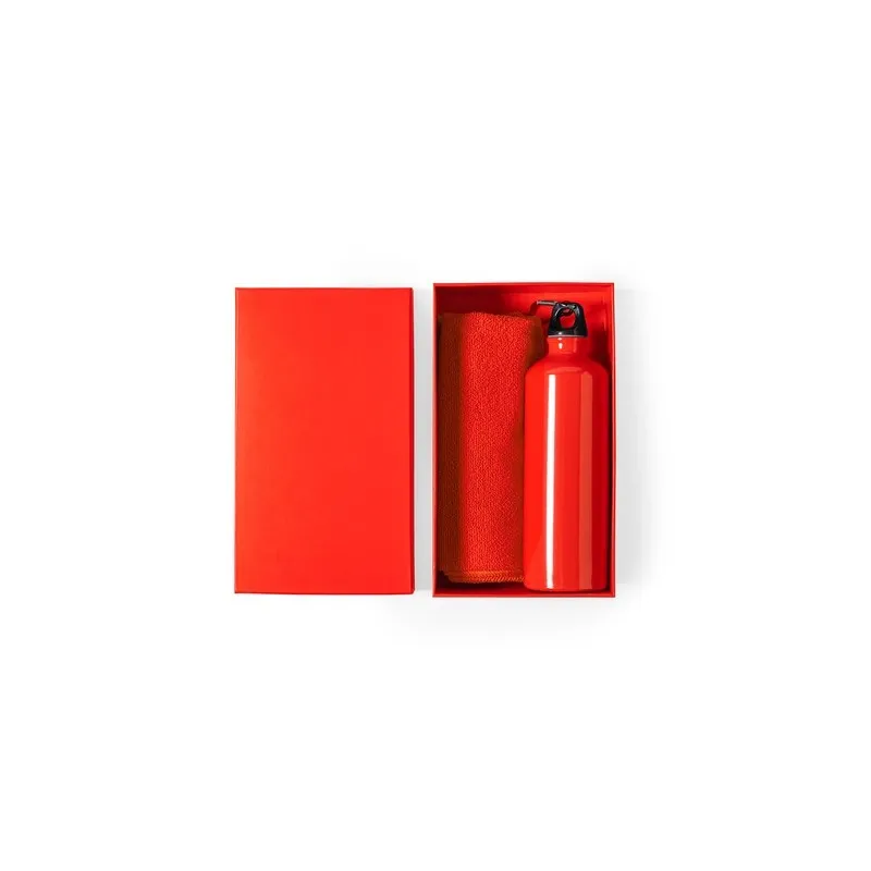 Set de Gourde et Serviette Personnalisé Cloister Matières : métal Couleurs : argenté mat cadeau entreprise pas cher