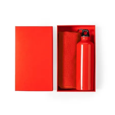 Set de Gourde et Serviette Personnalisé Cloister Matières : métal Couleurs : argenté mat cadeau entreprise pas cher