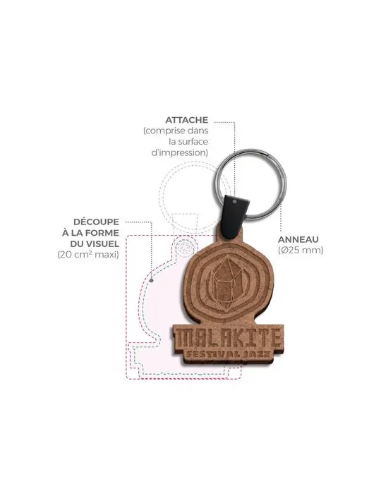 PORTE CLE CREATION MDF EP 3 mm MAXI 20 cm2 marquage laser ultra précis