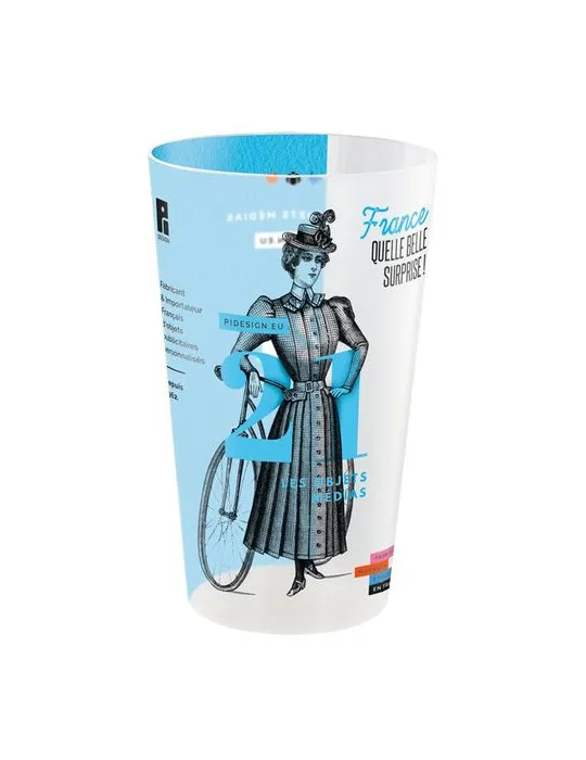 GOBELET PLASTIQUE REUTILISABLE 60 cl RAS BORD (IML) cadeau entreprise pas cher