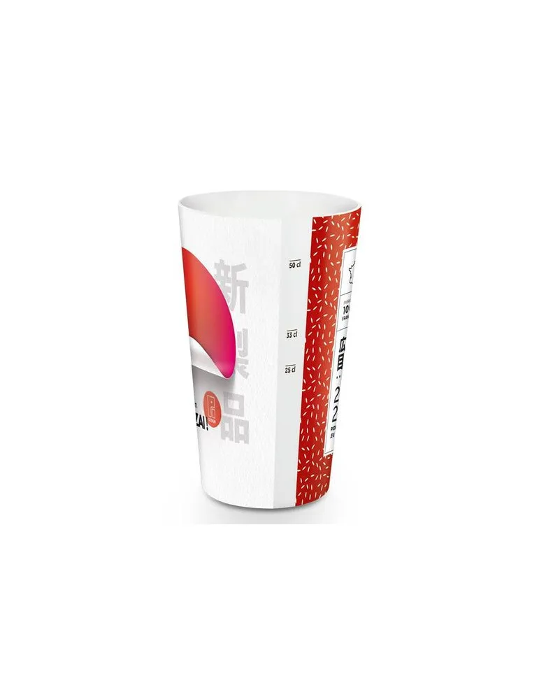 GOBELET PLASTIQUE REUTILISABLE 60 cl RAS BORD (IML) impression haute définition