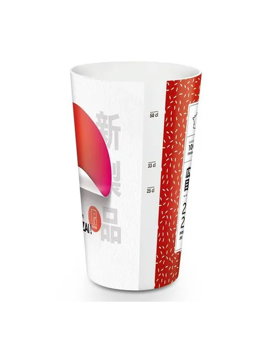 GOBELET PLASTIQUE REUTILISABLE 60 cl RAS BORD (IML) impression haute définition