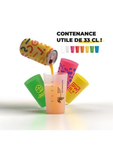 GOBELET PLASTIQUE REUTILISABLE 39 cl RAS BORD objet promotionnel éco-responsable