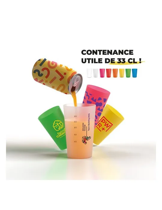 GOBELET PLASTIQUE REUTILISABLE 39 cl RAS BORD cadeau entreprise pas cher