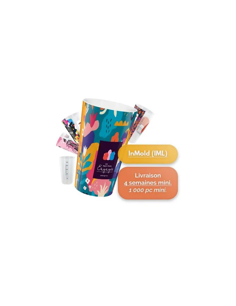 GOBELET PLASTIQUE REUTILISABLE 30 cl RAS BORD (IML)