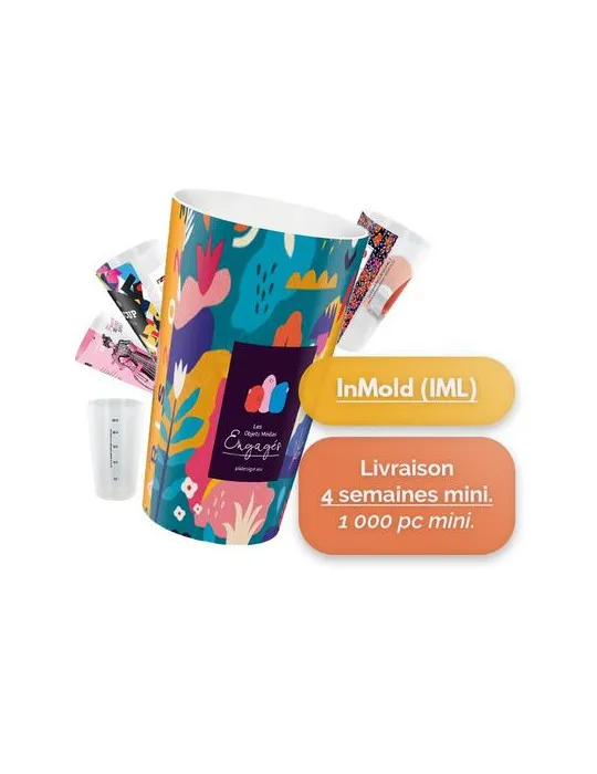 GOBELET PLASTIQUE REUTILISABLE 30 cl RAS BORD (IML) livraison express 24h 48h