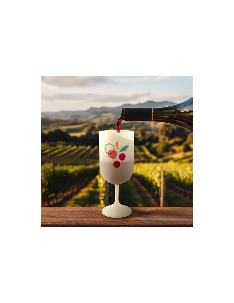 VERRE A PIED REUTILISABLE EN BIO-COMPOSITE 18 cl RAS BORD