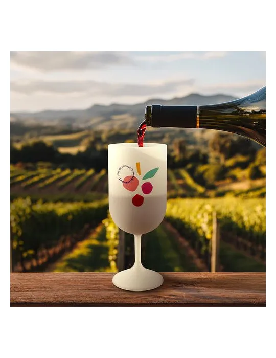 VERRE A PIED REUTILISABLE EN BIO-COMPOSITE 18 cl RAS BORD