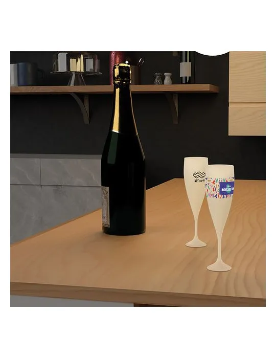 FLUTE A CHAMPAGNE REUTILISABLE EN BIOCOMPOSITE 14 cl RAS BORD