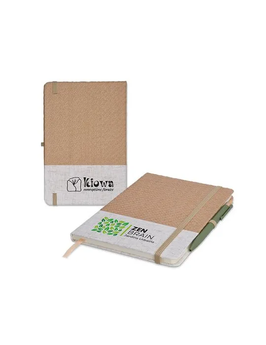 CARNET A5 COUVERTURE COTON ET FIBRES DE BAMBOU cadeau entreprise pas cher