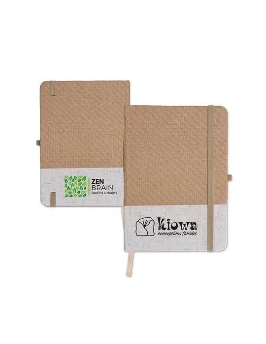 CARNET B6 COUVERTURE COTON ET FIBRES DE BAMBOU cadeau entreprise pas cher