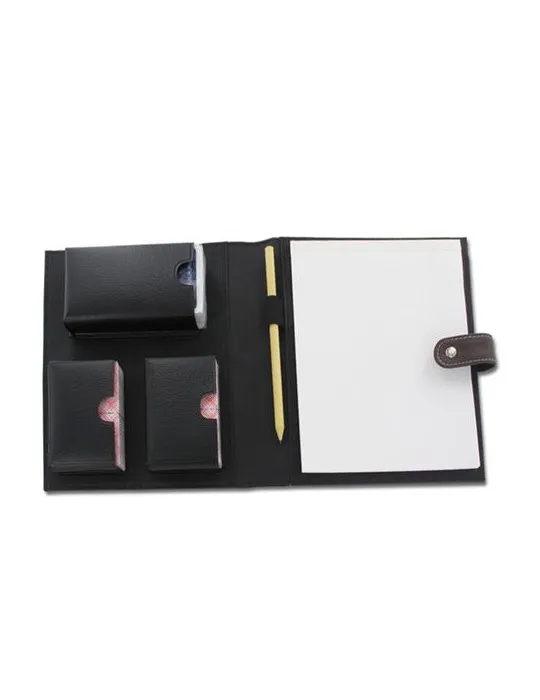 ETUI AVEC 3 JEUX DE CARTES, BLOC PAPIER ET CRAYON goodies publicitaire événementiel