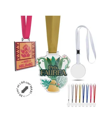 MEDAILLE EN PMMA EP 3 mm ENTRE 30 ET MAXI 80 cm2 AVEC CORDON SATIN 2