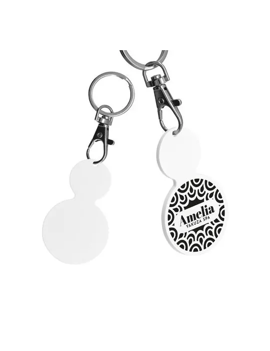 PORTE-CLE MOUSQUETON AVEC JETON FORME ROND Ø35