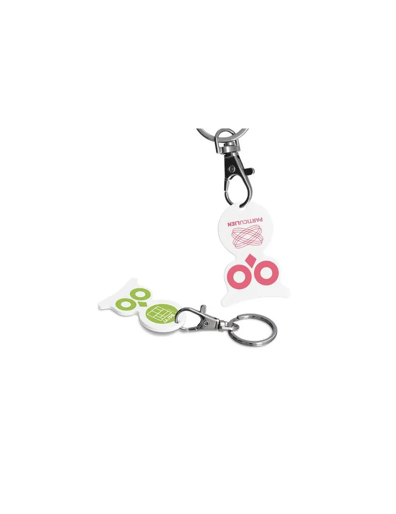 PORTE-CLE MOUSQUETON AVEC JETON FORME HIBOU