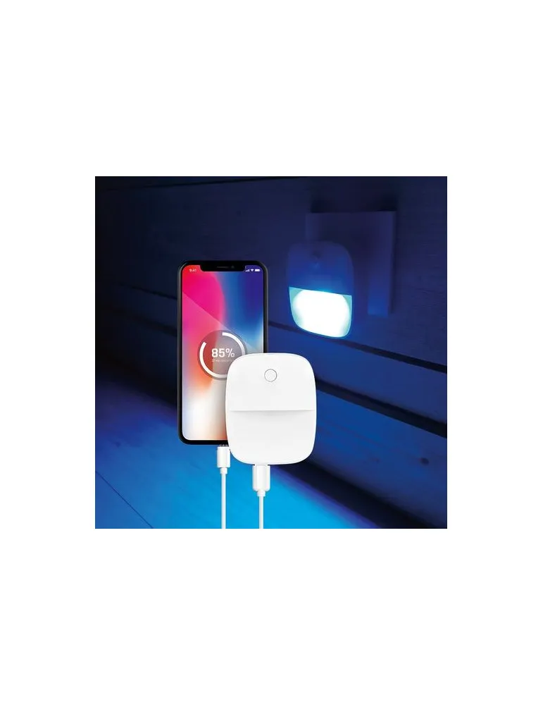 LAMPE VEILLEUSE AUTOMATIQUE ET CHARGEUR 2 USB