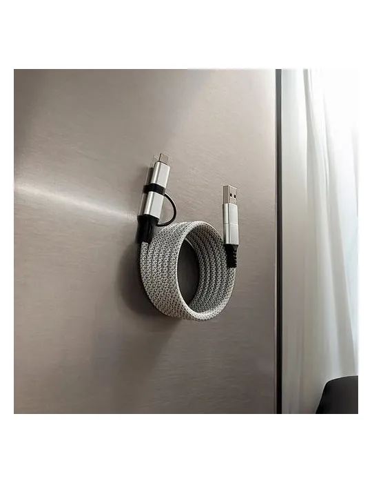 CABLE DE CHARGE 6 EN 1 A ENROULEMENT MAGNETIQUE accessoire événementiel unique