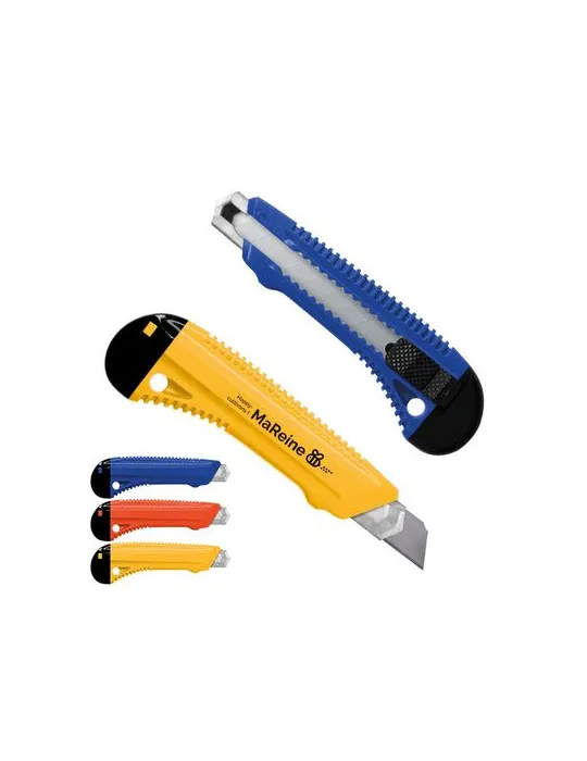 CUTTER PLASTIQUE PROFESSIONNEL AVEC GUIDE METAL ET BLOCAGE DE LAME personnalisable avec votre logo
