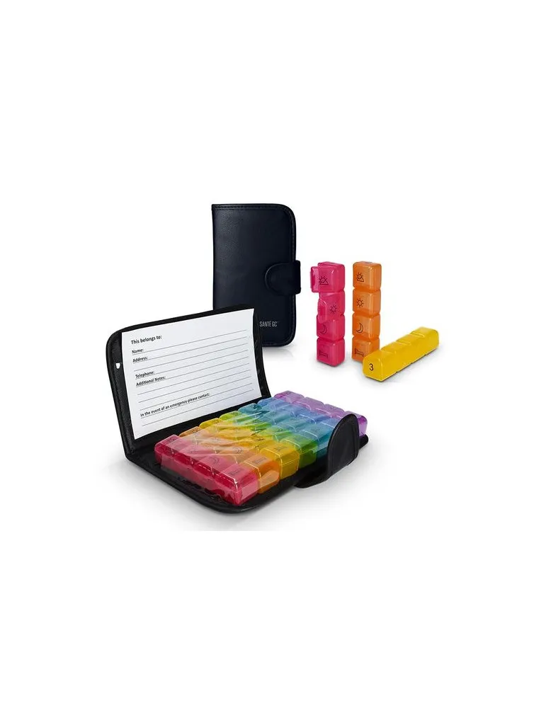 PILULIER HEBDOMADAIRE AVEC ETUI SIMILI CUIR