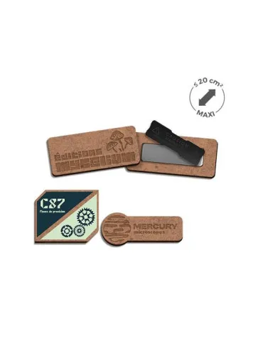 BADGE MDF EP 3 mm AVEC AIMANT MAXI 20 cm2