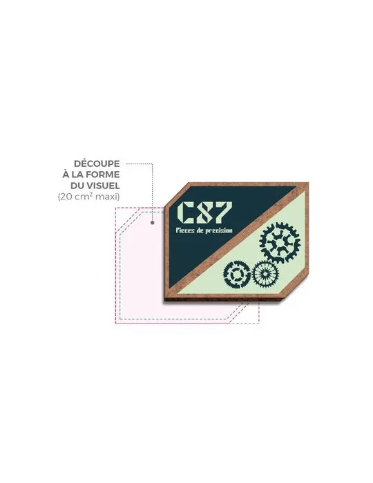 BADGE MDF EP 3 mm AVEC AIMANT MAXI 20 cm2