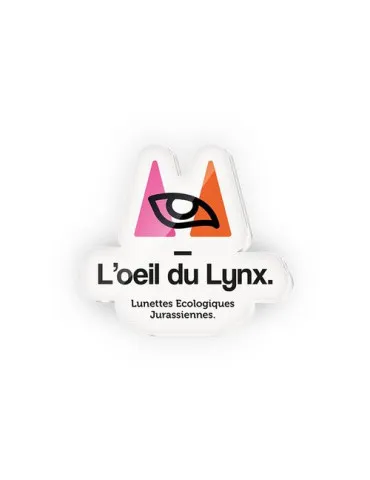 BADGE PLASTIQUE (PMMA) EP.2 mm AVEC PINCE-EPINGLE ET MAXI 20 cm2 2