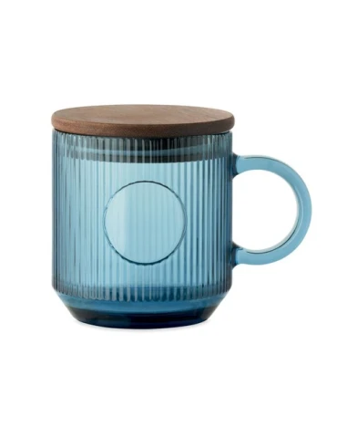 VITRIO MUG Mug en verre strié 300ml Matières : verre Couleurs : bleu transparent